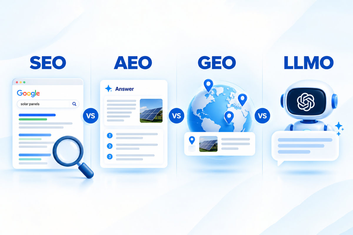 SEO vs. AEO vs. GEO vs. LLMO